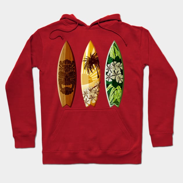 three decorated surfboards island style Hoodie by pickledpossums